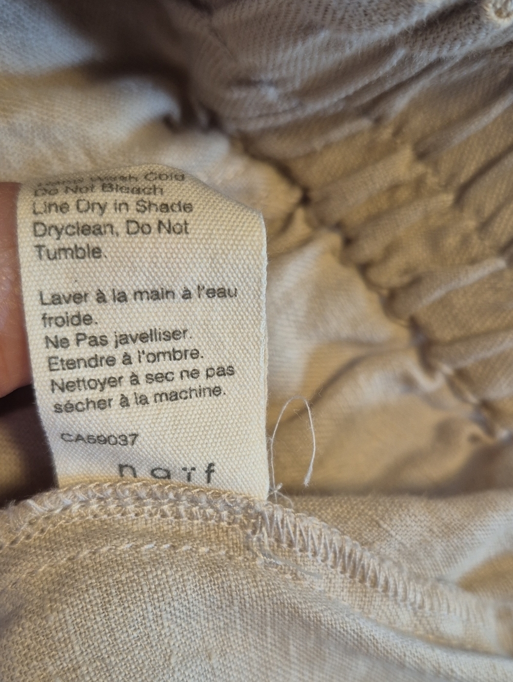 NAÏF 100% Linen Loose Fit Capri Pants Natural Beige Elastic Waist Women's - M - Picture 6 of 7